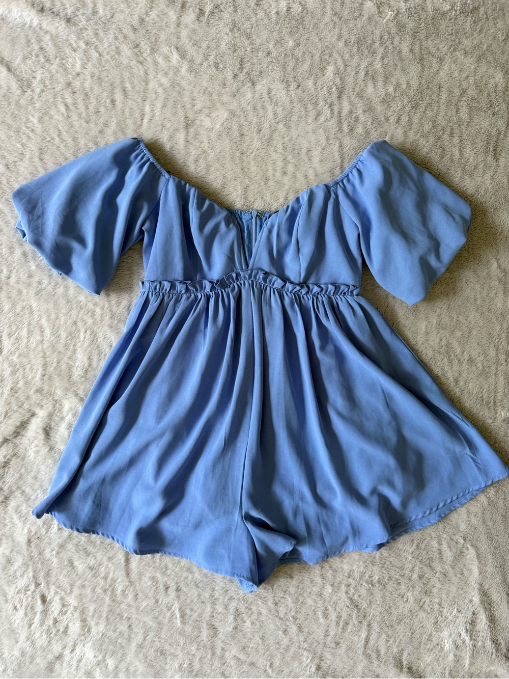Blue Blush Light Blue Off-Shoulder Romper